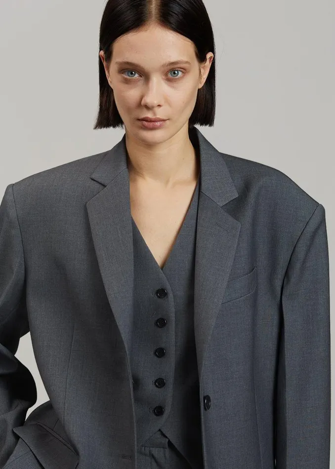 Women The Frankie Shop Outerwear Gelso Oversized Blazer Dark Grey Melange