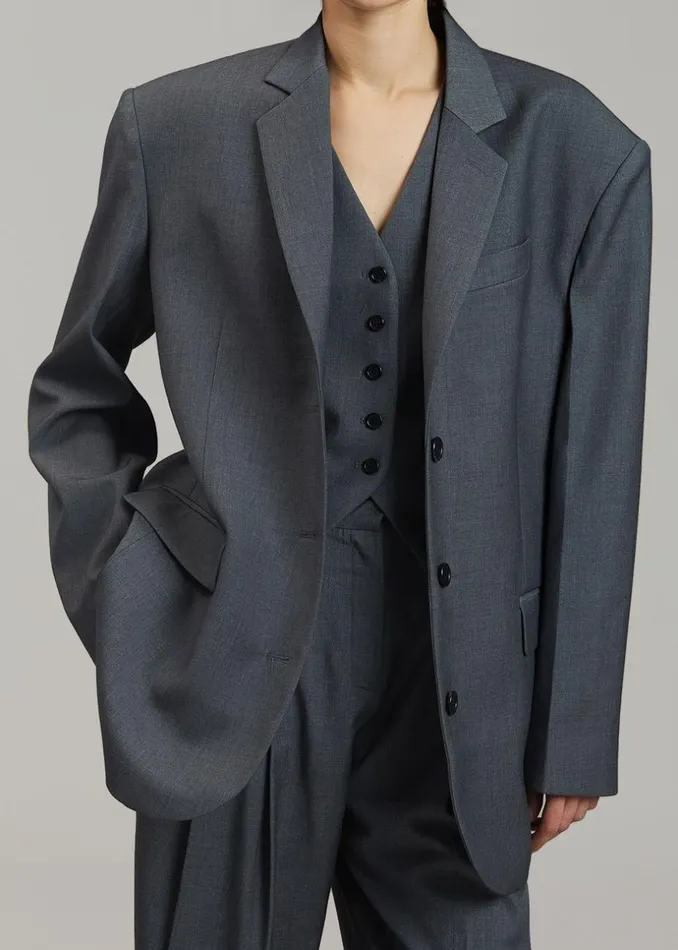 Women The Frankie Shop Outerwear Gelso Oversized Blazer Dark Grey Melange