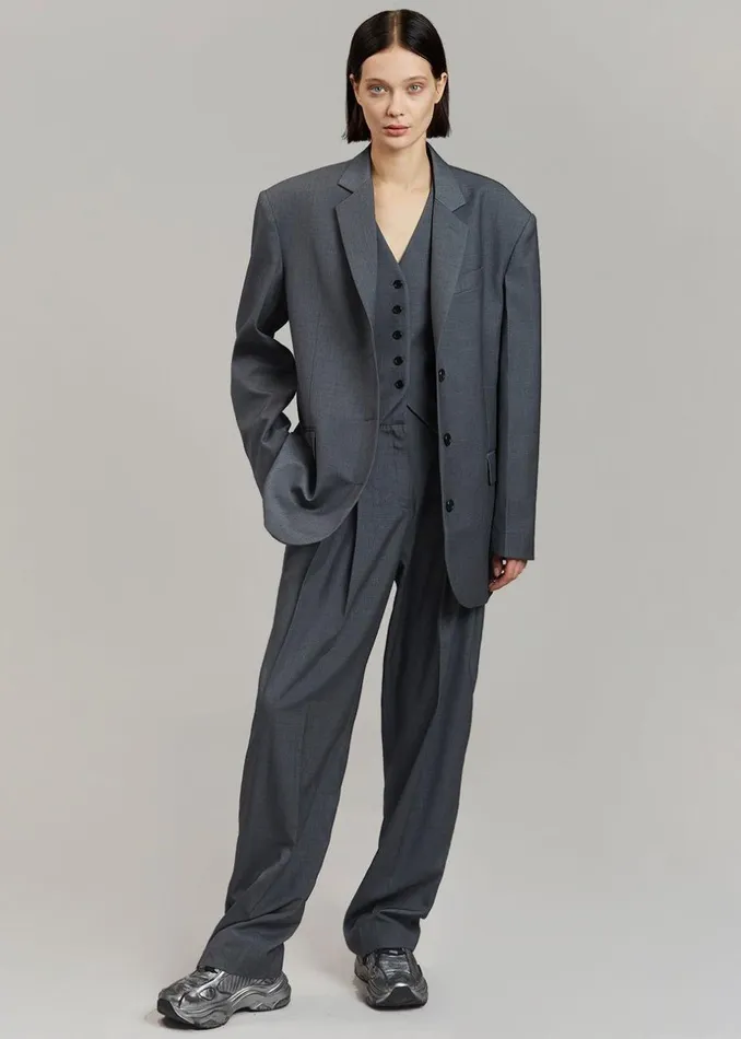 Women The Frankie Shop Outerwear Gelso Oversized Blazer Dark Grey Melange
