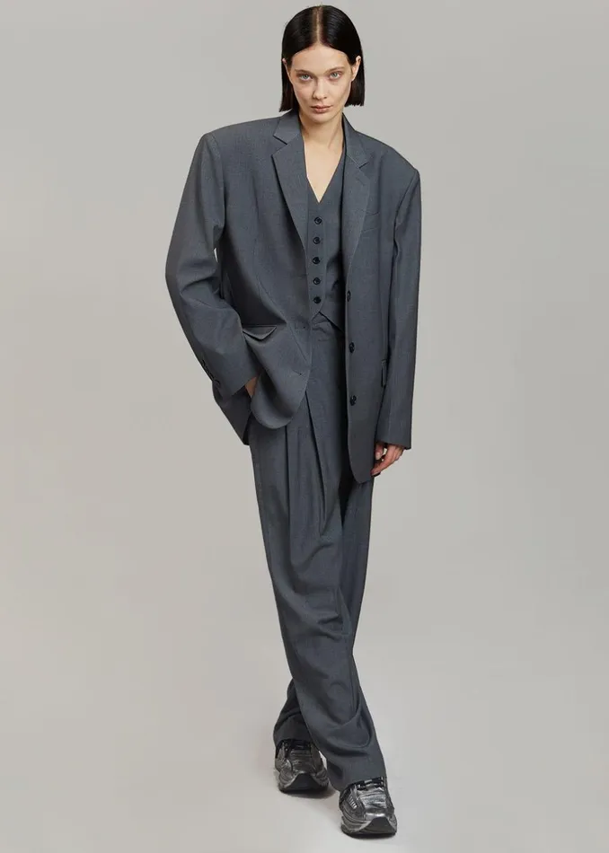 Women The Frankie Shop Outerwear Gelso Oversized Blazer Dark Grey Melange