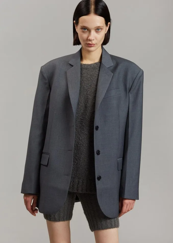 Women The Frankie Shop Outerwear Gelso Oversized Blazer Dark Grey Melange