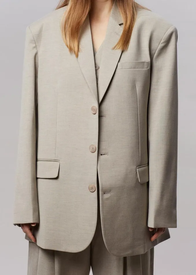 Women The Frankie Shop Outerwear Gelso Oversized Blazer Light Taupe Melange