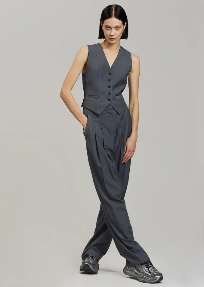 Women The Frankie Shop Outerwear Gelso Waistcoat Dark Grey Melange