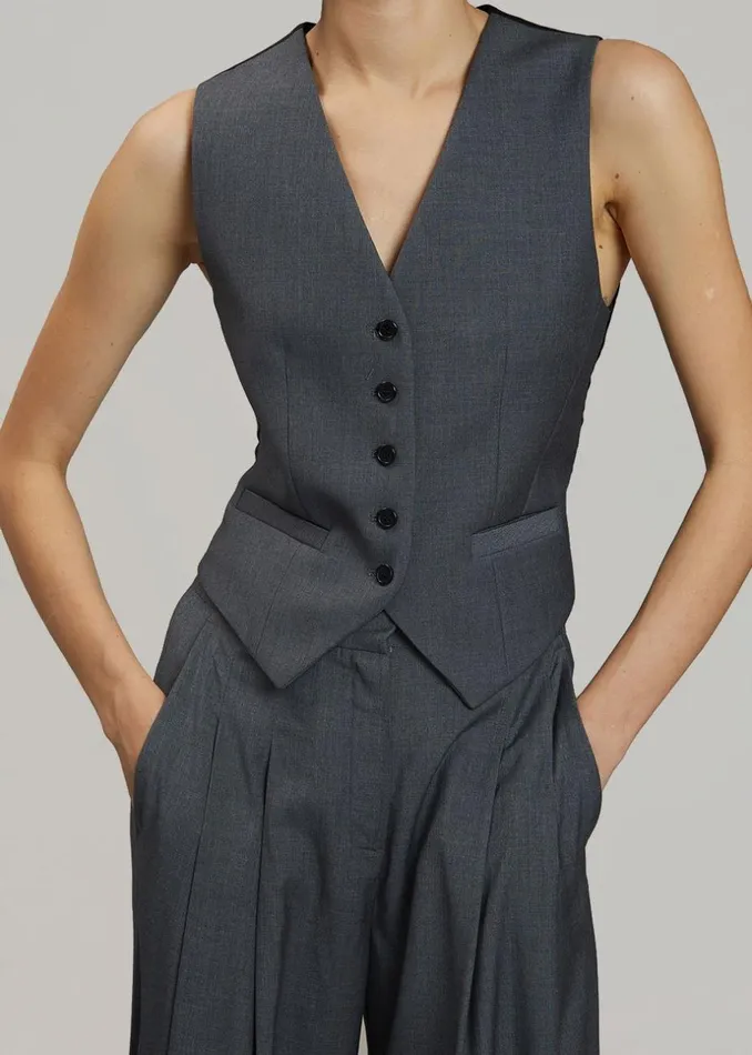 Women The Frankie Shop Outerwear Gelso Waistcoat Dark Grey Melange