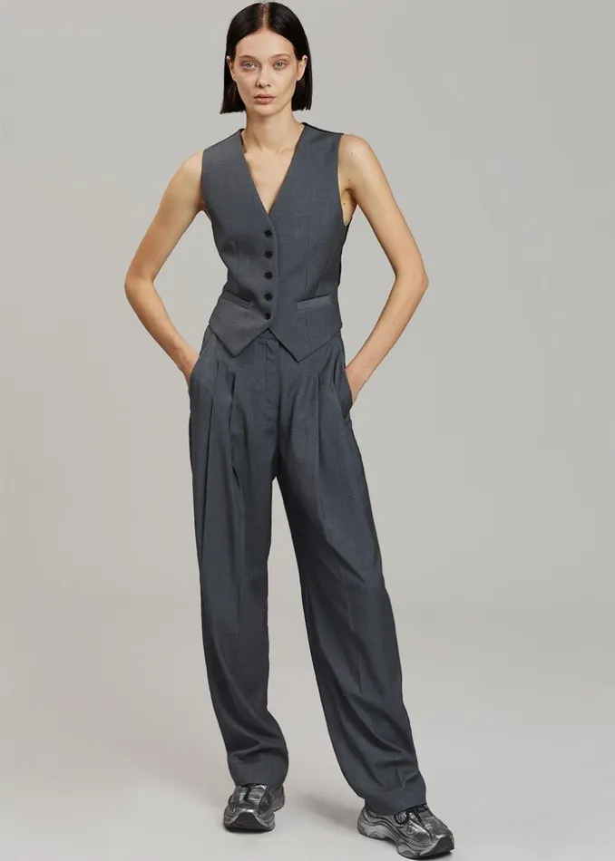 Women The Frankie Shop Outerwear Gelso Waistcoat Dark Grey Melange