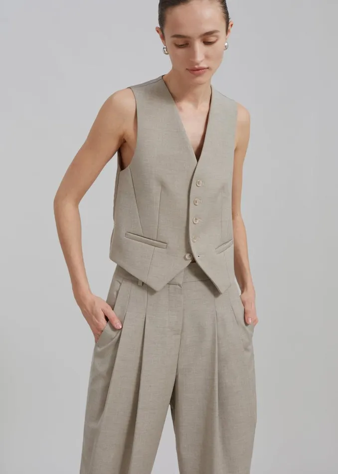 Women The Frankie Shop Outerwear Gelso Waistcoat Light Taupe Melange