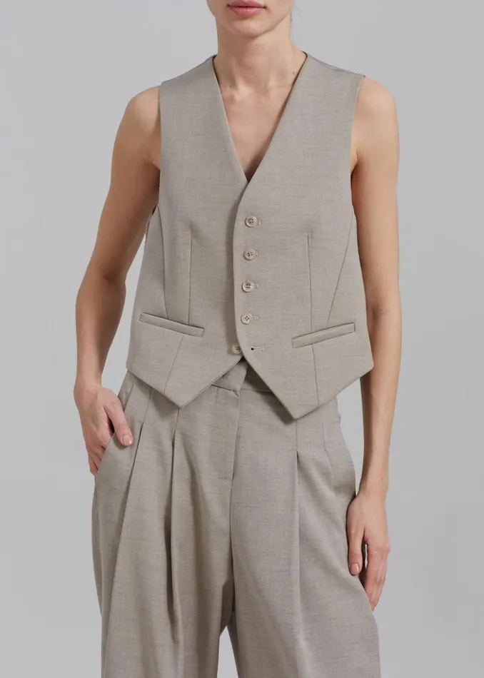 Women The Frankie Shop Outerwear Gelso Waistcoat Light Taupe Melange