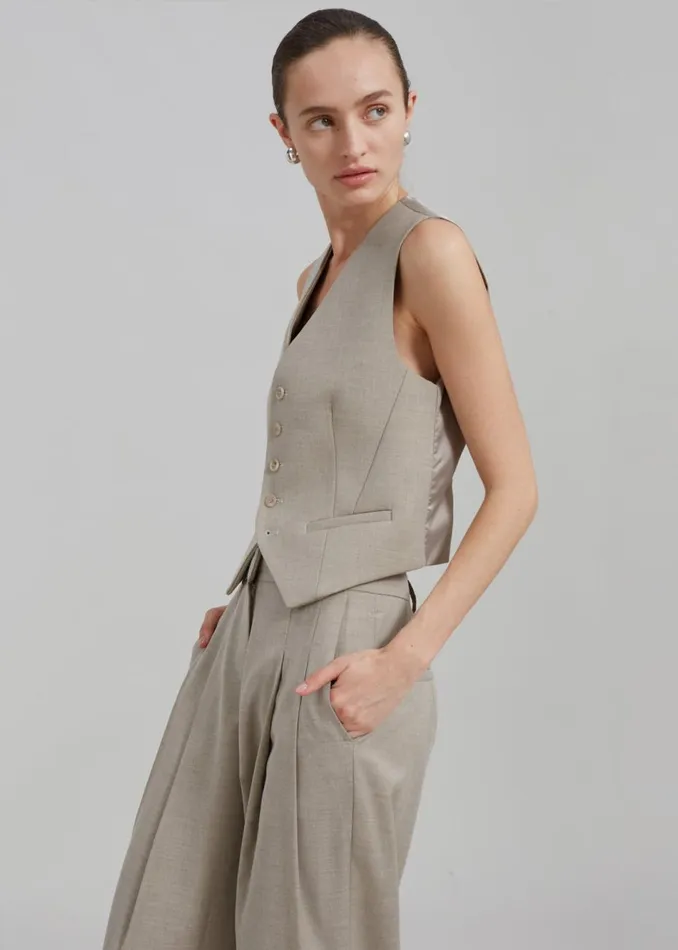 Women The Frankie Shop Outerwear Gelso Waistcoat Light Taupe Melange