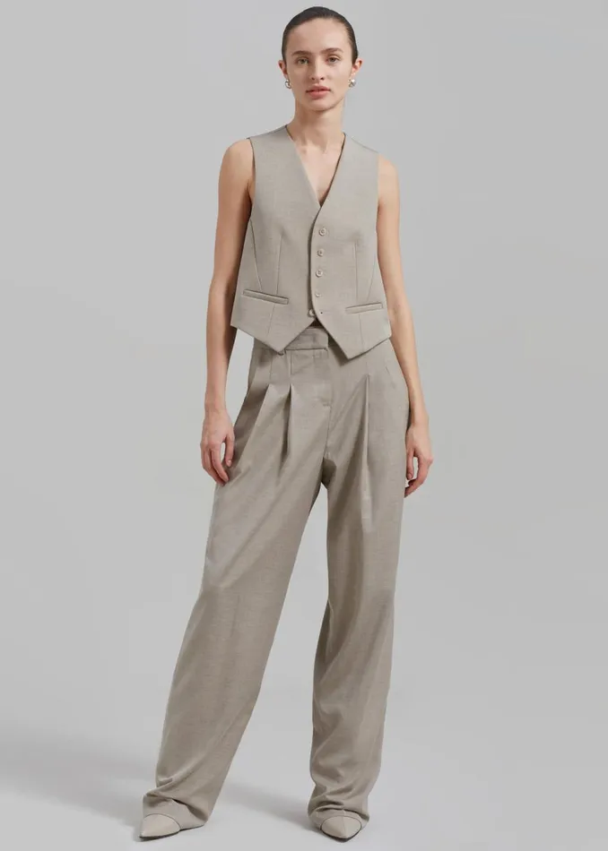 Women The Frankie Shop Outerwear Gelso Waistcoat Light Taupe Melange