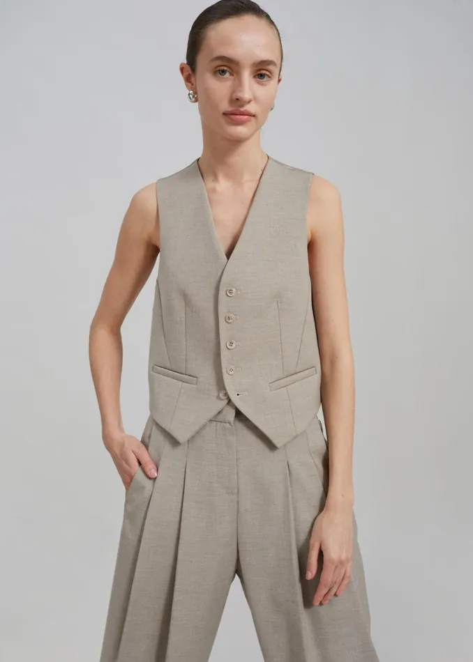 Women The Frankie Shop Outerwear Gelso Waistcoat Light Taupe Melange