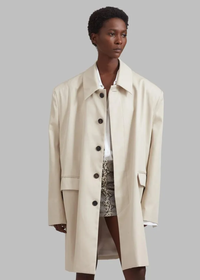 Women The Frankie Shop Outerwear Ghent Padded Shoulder Trench Beige