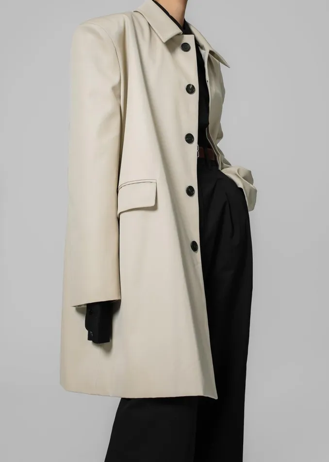 Women The Frankie Shop Outerwear Ghent Padded Shoulder Trench Beige