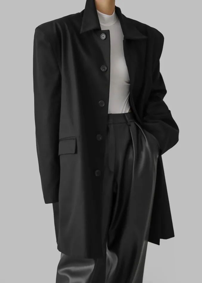 Women The Frankie Shop Outerwear Ghent Padded Shoulder Trench Black