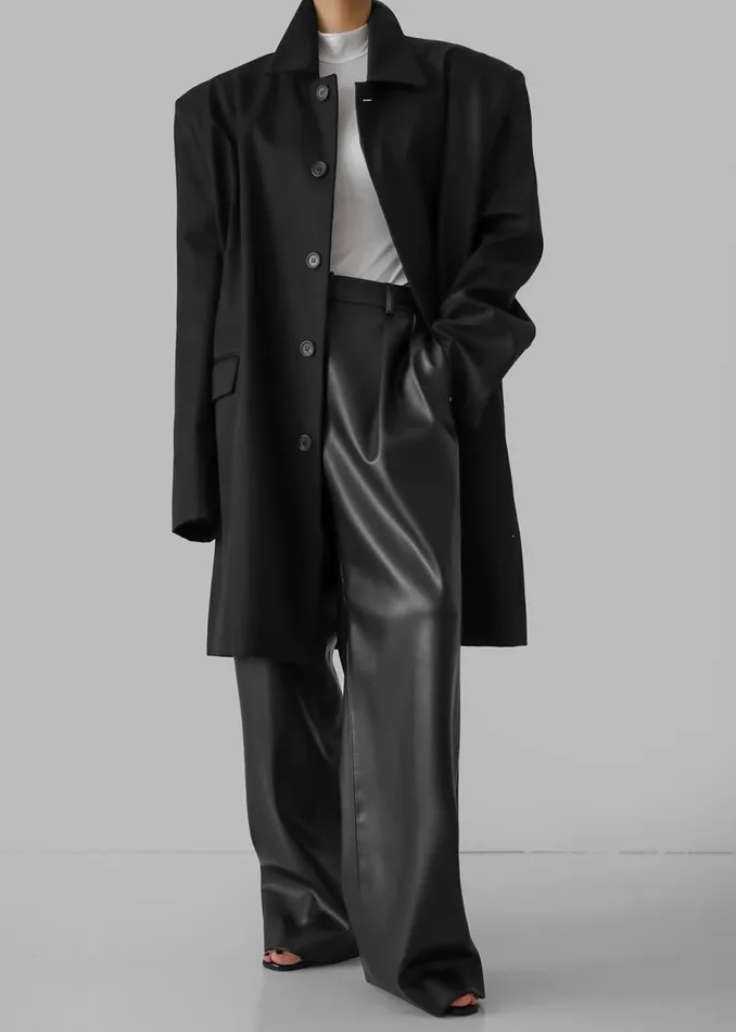 Women The Frankie Shop Outerwear Ghent Padded Shoulder Trench Black