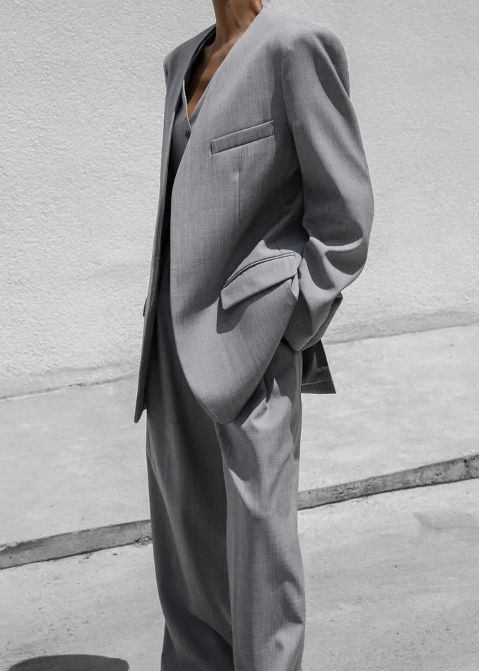 Women The Frankie Shop Outerwear Gillian Collarless Blazer Grey