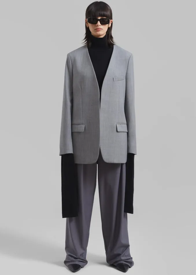 Women The Frankie Shop Outerwear Gillian Collarless Blazer Grey