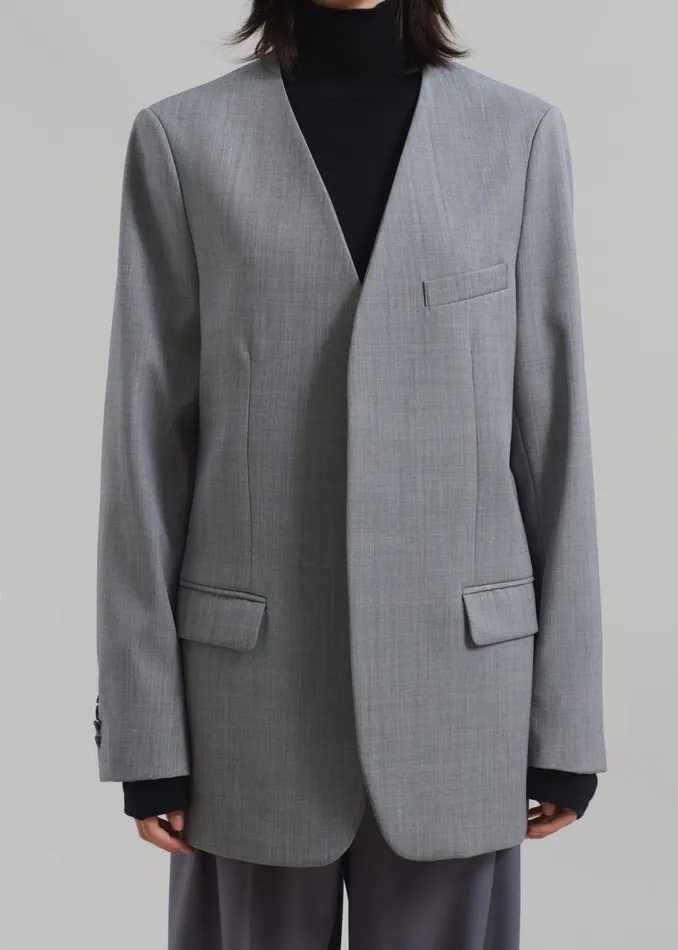 Women The Frankie Shop Outerwear Gillian Collarless Blazer Grey