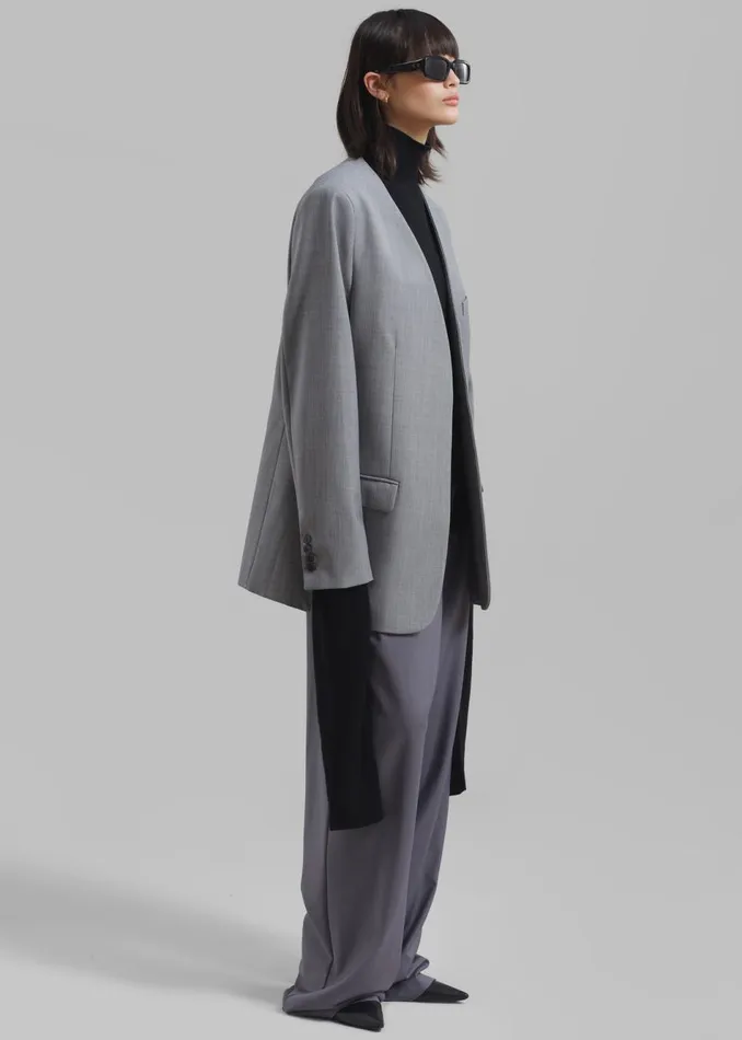 Women The Frankie Shop Outerwear Gillian Collarless Blazer Grey