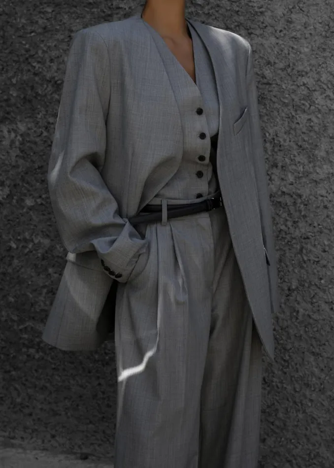 Women The Frankie Shop Outerwear Gillian Collarless Blazer Grey