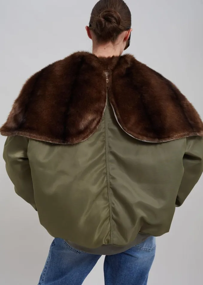 Women The Frankie Shop Outerwear Hayden Faux Fur Bomber Khaki