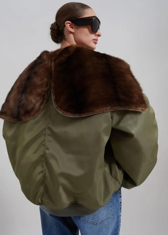 Women The Frankie Shop Outerwear Hayden Faux Fur Bomber Khaki