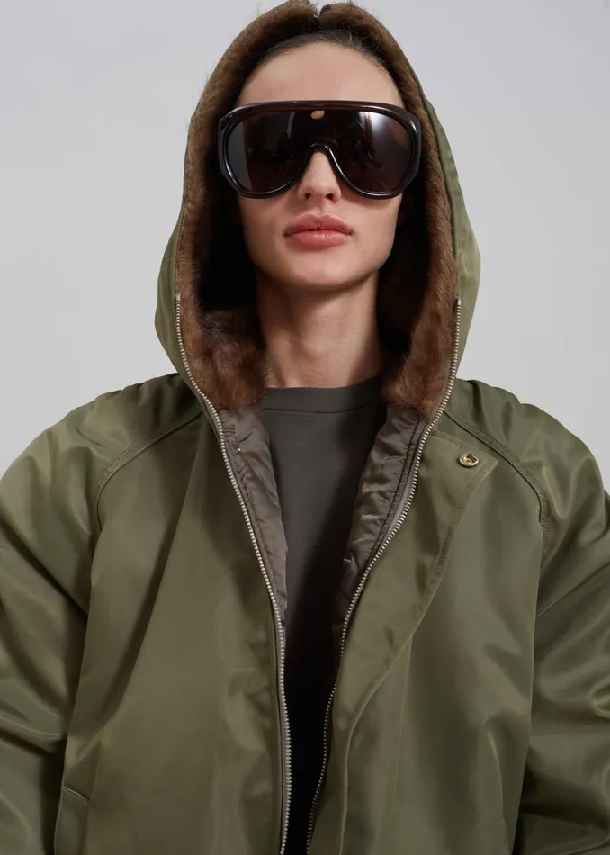 Women The Frankie Shop Outerwear Hayden Faux Fur Bomber Khaki