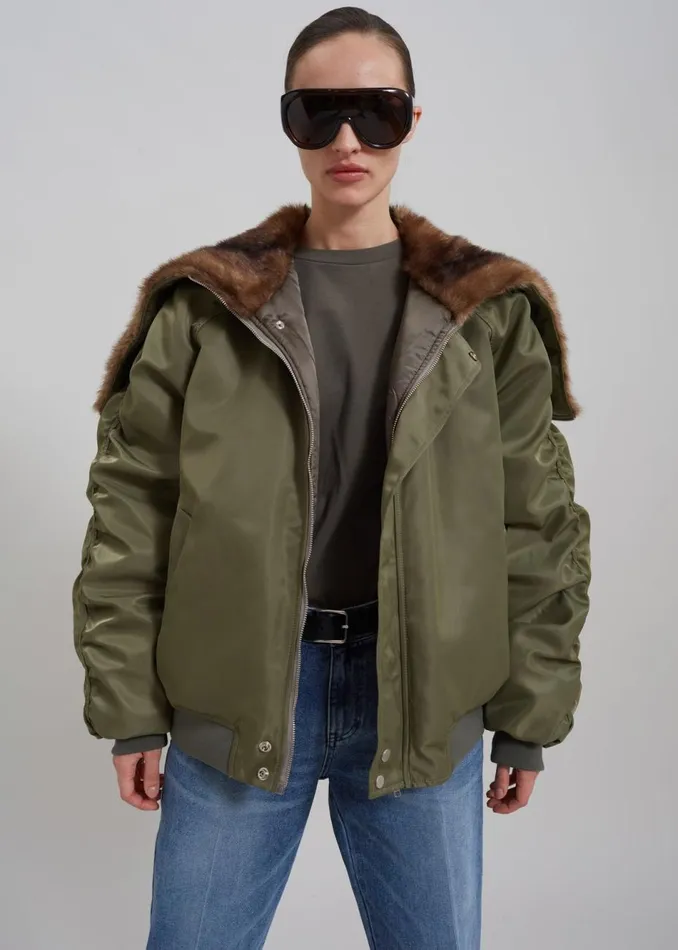 Women The Frankie Shop Outerwear Hayden Faux Fur Bomber Khaki