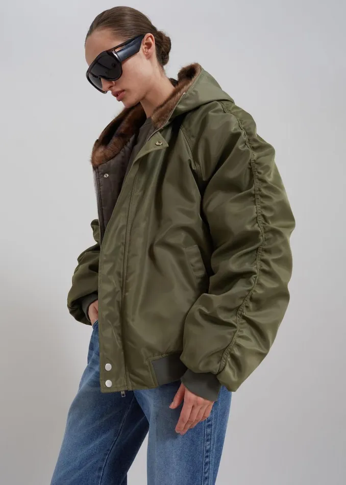 Women The Frankie Shop Outerwear Hayden Faux Fur Bomber Khaki