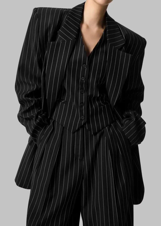 Women The Frankie Shop Outerwear Holland Suit Vest Blackwhite Pinstripe