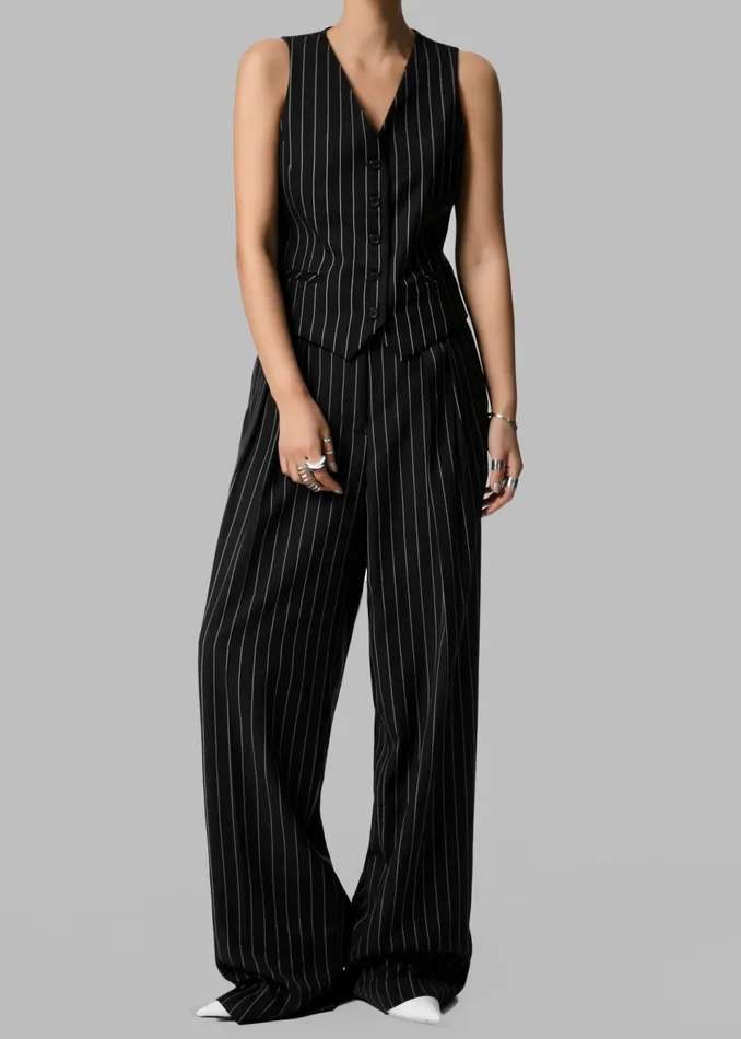 Women The Frankie Shop Outerwear Holland Suit Vest Blackwhite Pinstripe