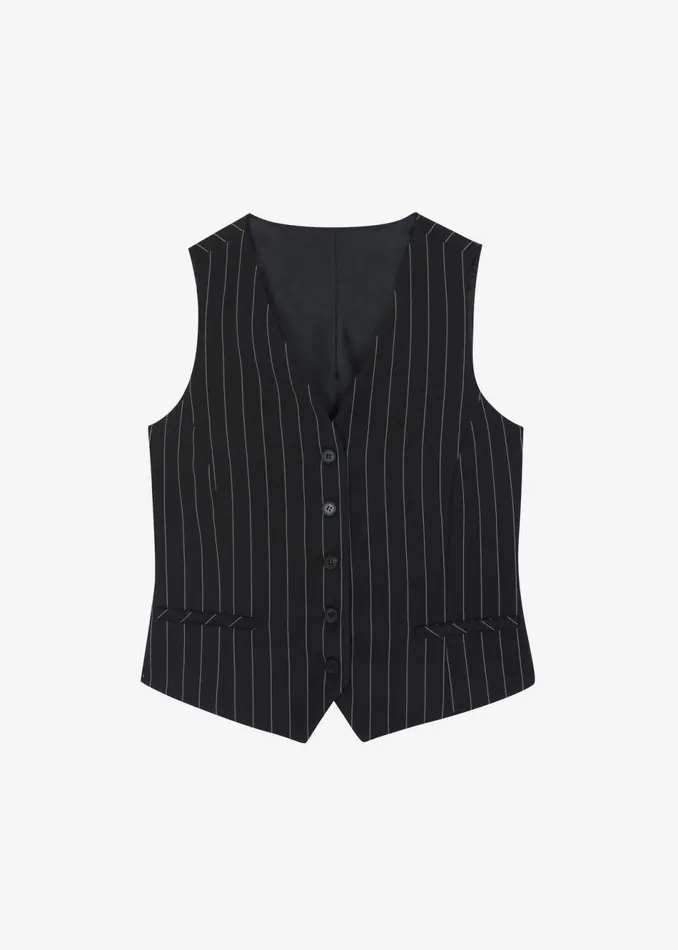 Women The Frankie Shop Outerwear Holland Suit Vest Blackwhite Pinstripe