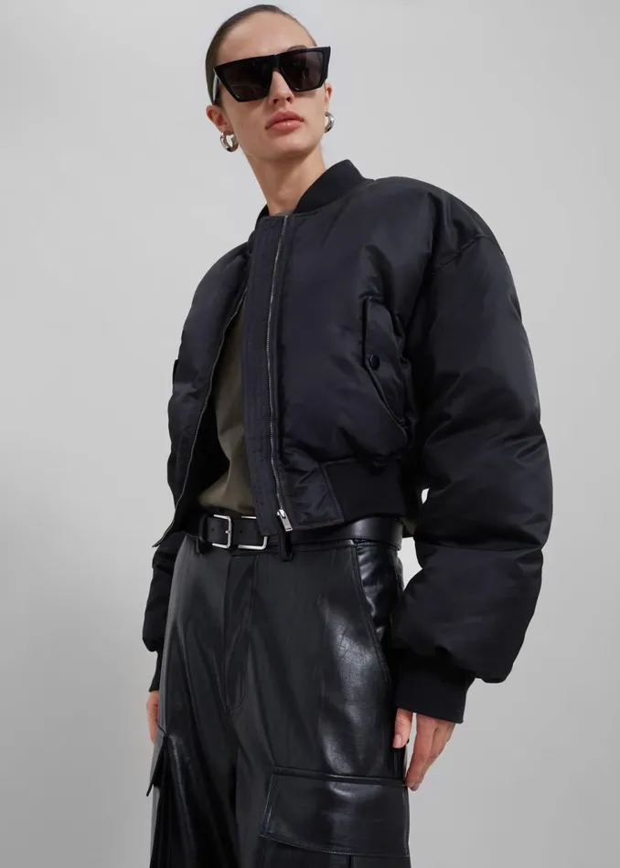Women The Frankie Shop Outerwear Houghton Cropped Bomber Black