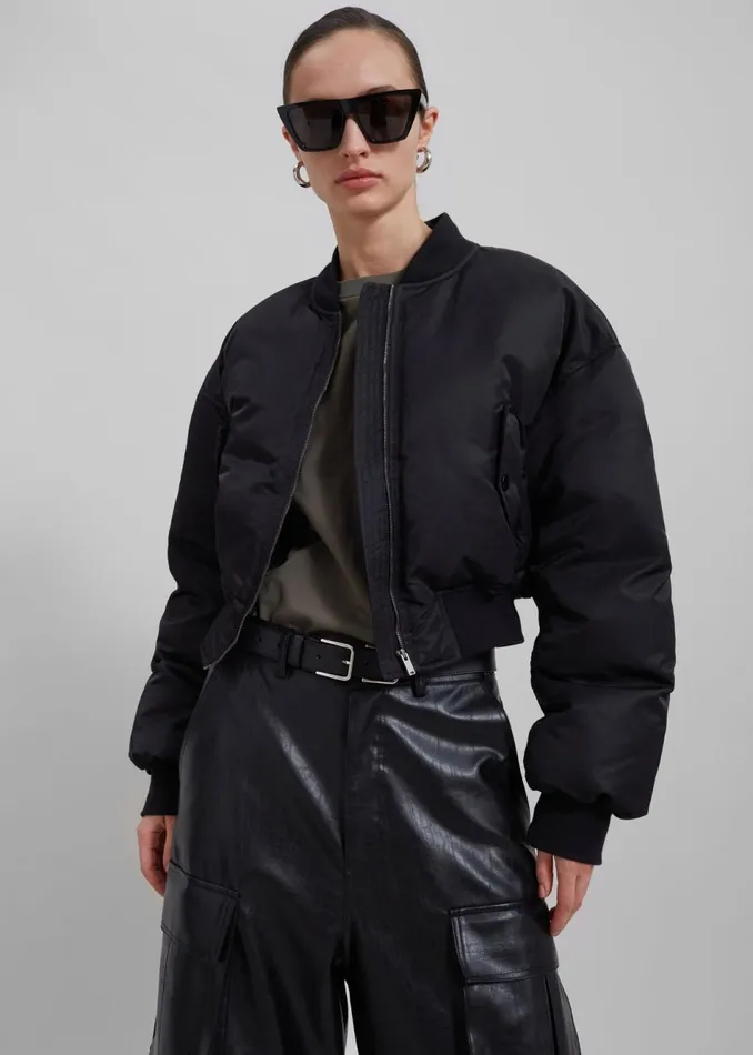 Women The Frankie Shop Outerwear Houghton Cropped Bomber Black