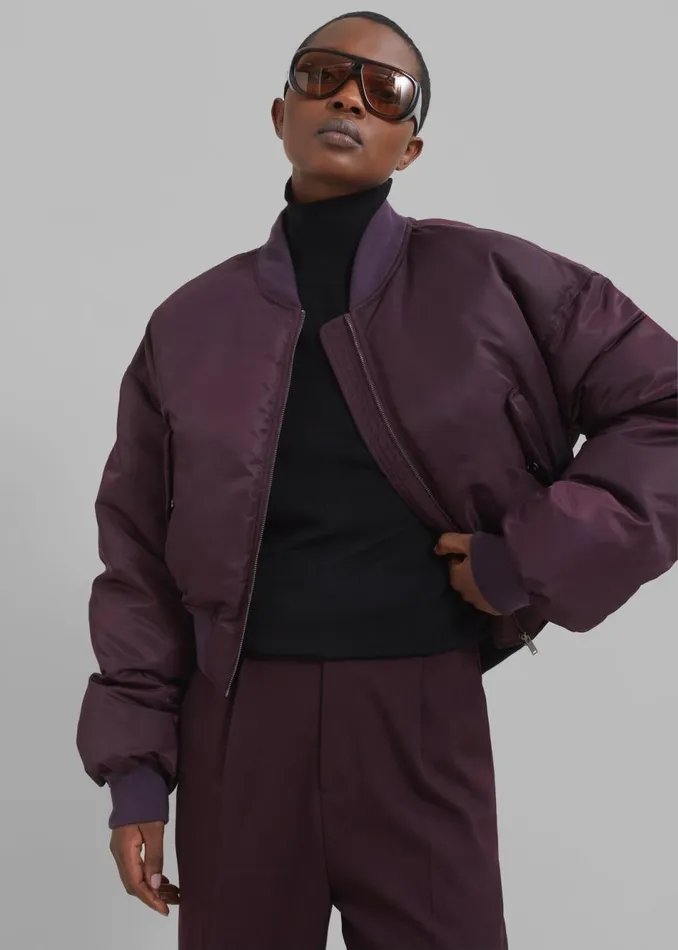 Women The Frankie Shop Outerwear Houghton Cropped Bomber Prune