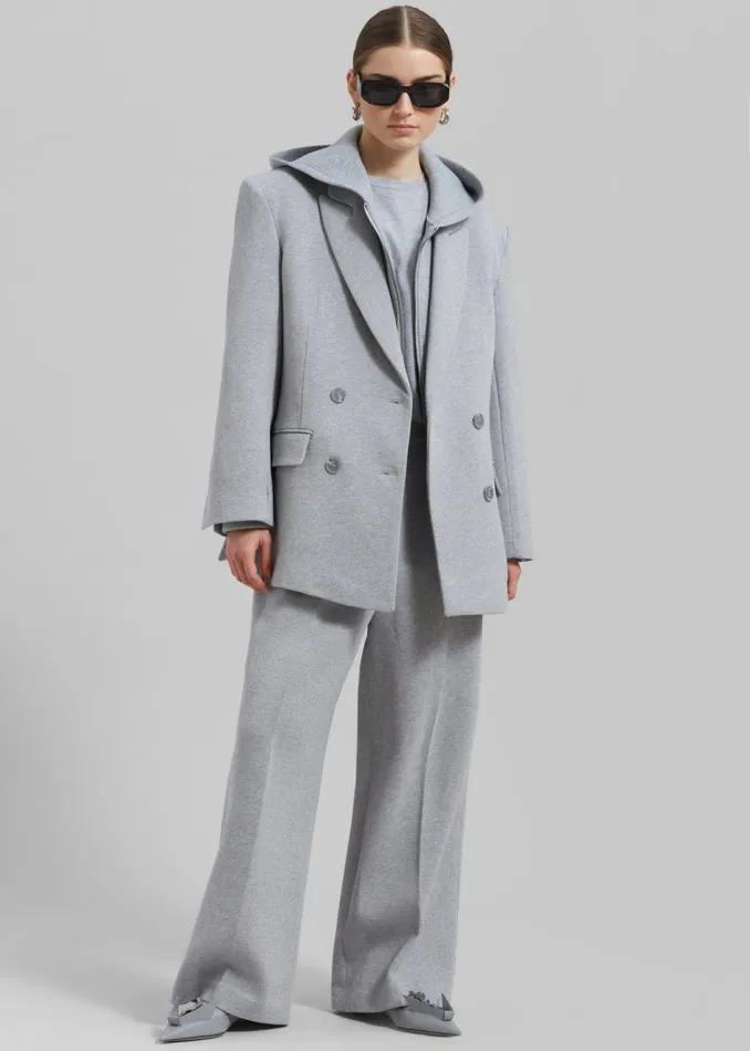 Women The Frankie Shop Outerwear Hutton Boxy Blazer Light Grey