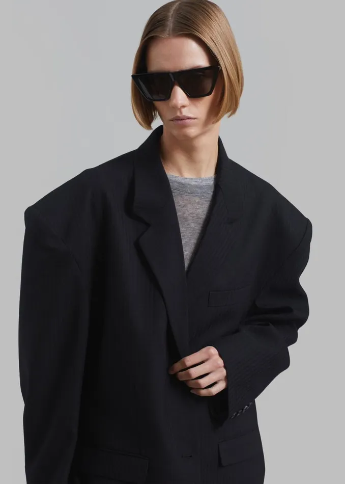 Women The Frankie Shop Outerwear Ingrid Oversized Blazer Black Stripe