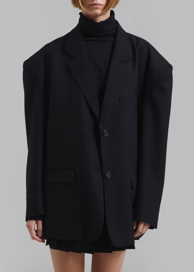Women The Frankie Shop Outerwear Ingrid Oversized Blazer Black Stripe