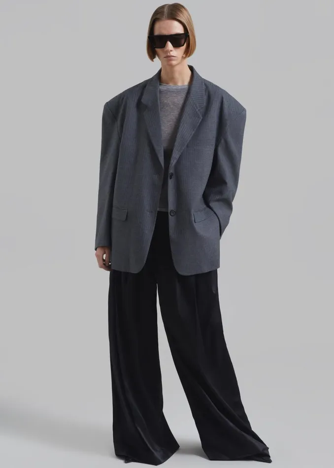 Women The Frankie Shop Outerwear Ingrid Oversized Blazer Grey Stripe