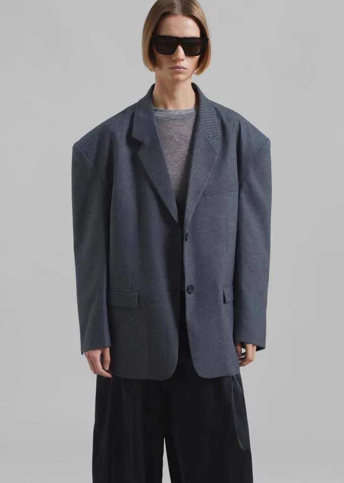 Women The Frankie Shop Outerwear Ingrid Oversized Blazer Grey Stripe