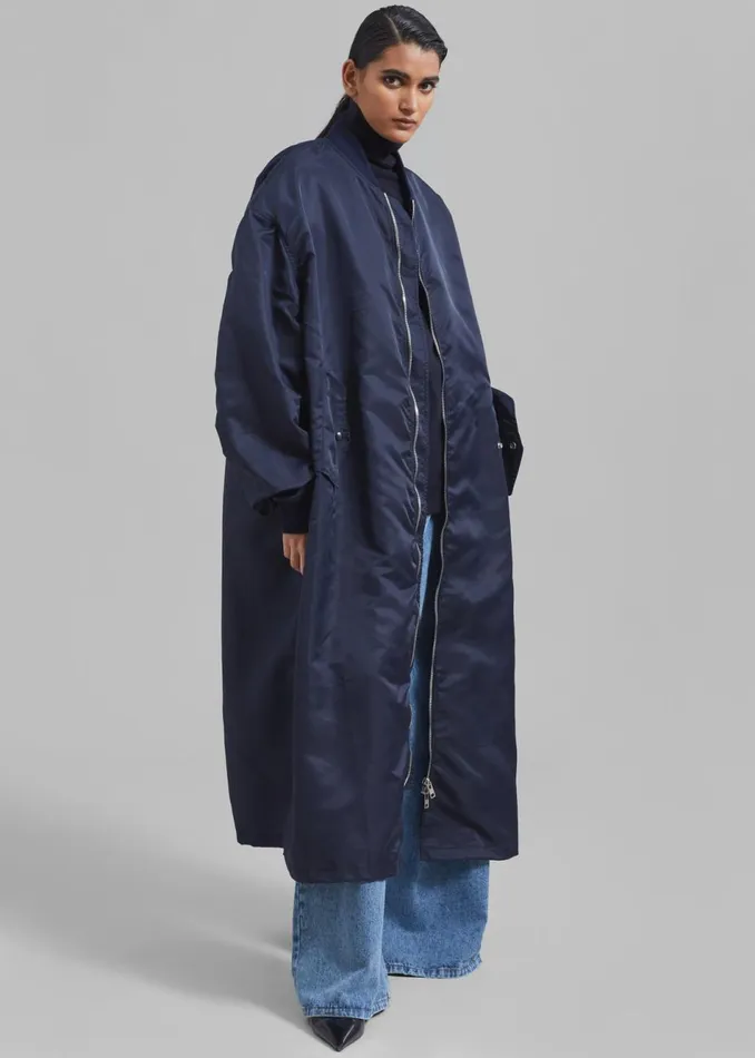 Women The Frankie Shop Outerwear Isaac Oversized Bomber Coat Navy