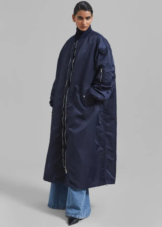 Women The Frankie Shop Outerwear Isaac Oversized Bomber Coat Navy