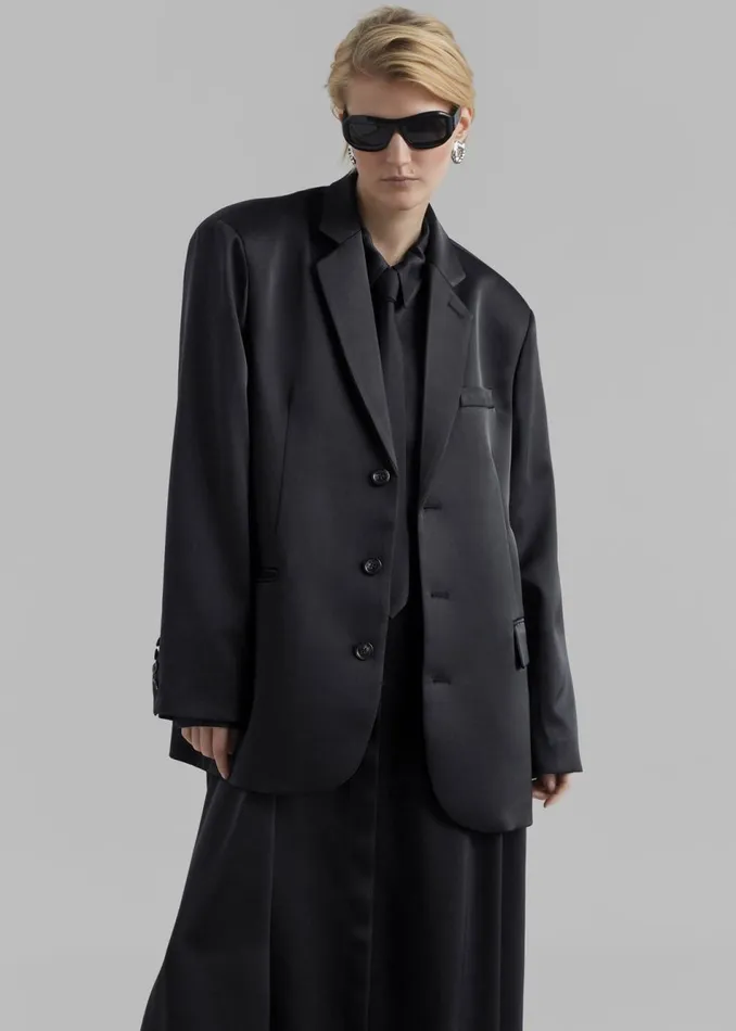 Women The Frankie Shop Outerwear Isabel Satin Blazer Black