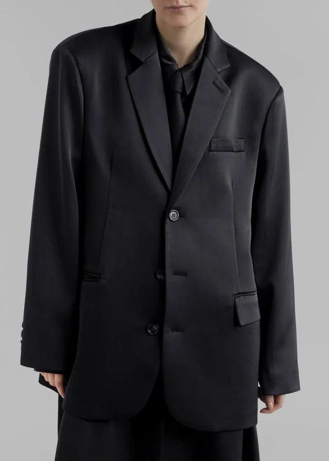 Women The Frankie Shop Outerwear Isabel Satin Blazer Black