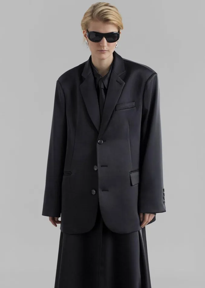 Women The Frankie Shop Outerwear Isabel Satin Blazer Black