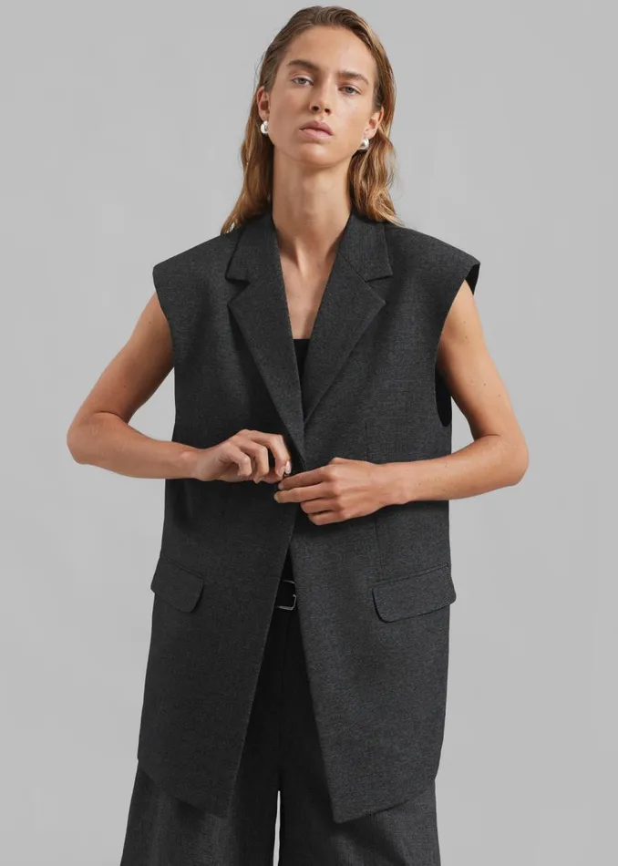 Women The Frankie Shop Outerwear Isara Vest Dark Grey Melange