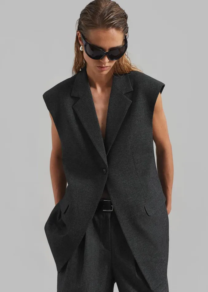 Women The Frankie Shop Outerwear Isara Vest Dark Grey Melange