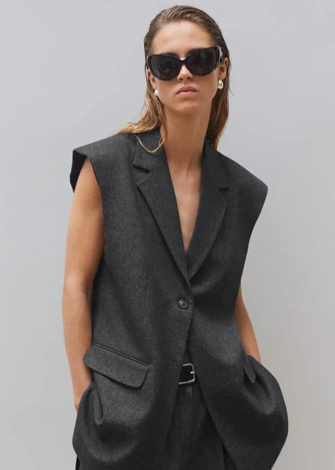 Women The Frankie Shop Outerwear Isara Vest Dark Grey Melange