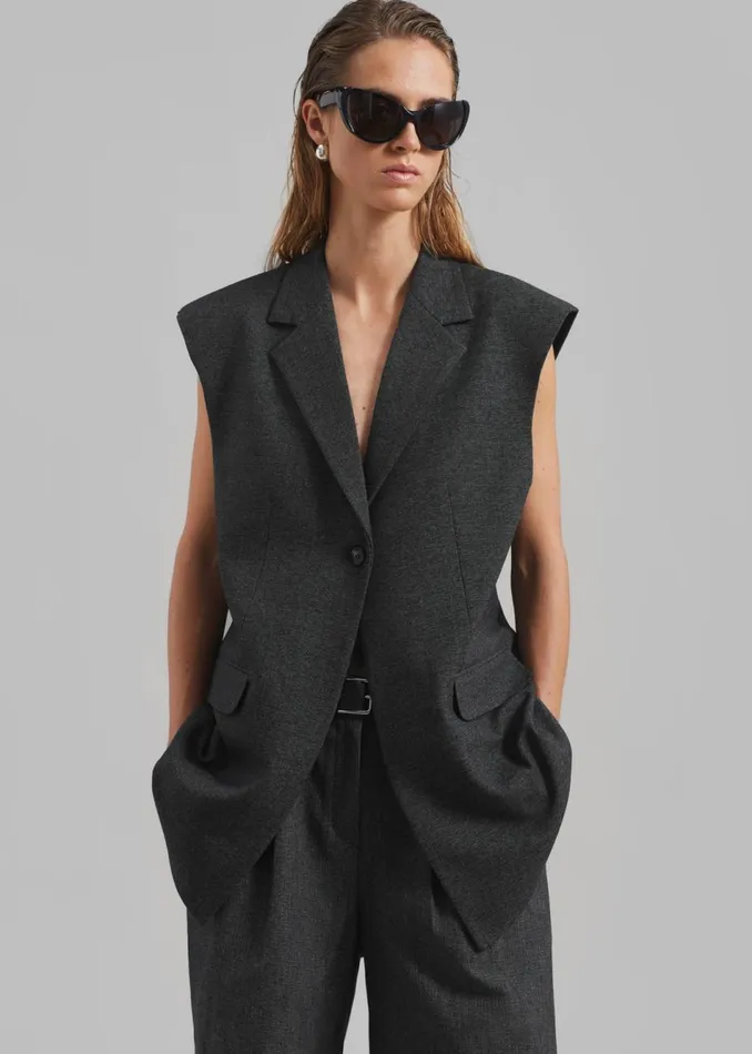 Women The Frankie Shop Outerwear Isara Vest Dark Grey Melange