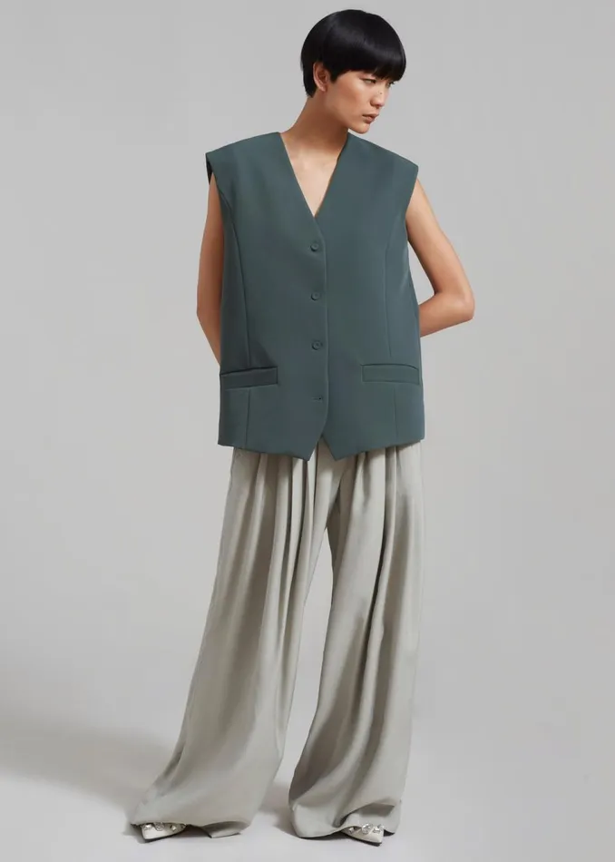 Women The Frankie Shop Outerwear Isla Oversized Vest Bottle Green