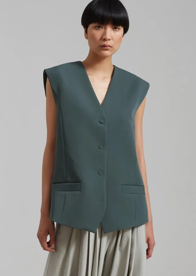 Women The Frankie Shop Outerwear Isla Oversized Vest Bottle Green